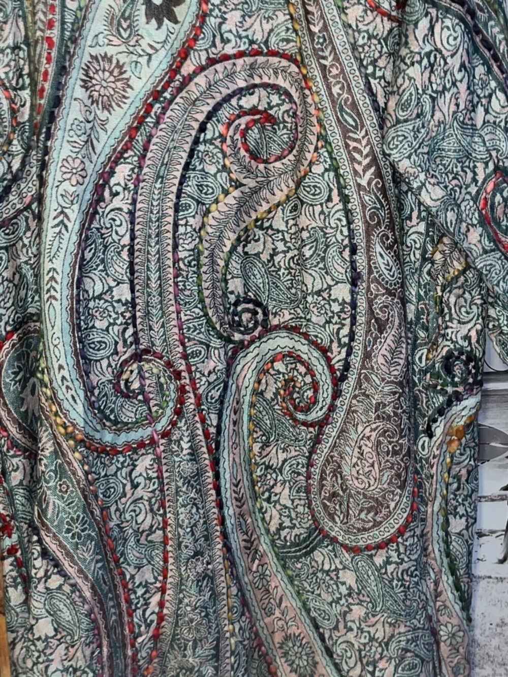 Raj Multicolor Paisley Duster Thick Hand Stitching D5 - Picture 5 of 5